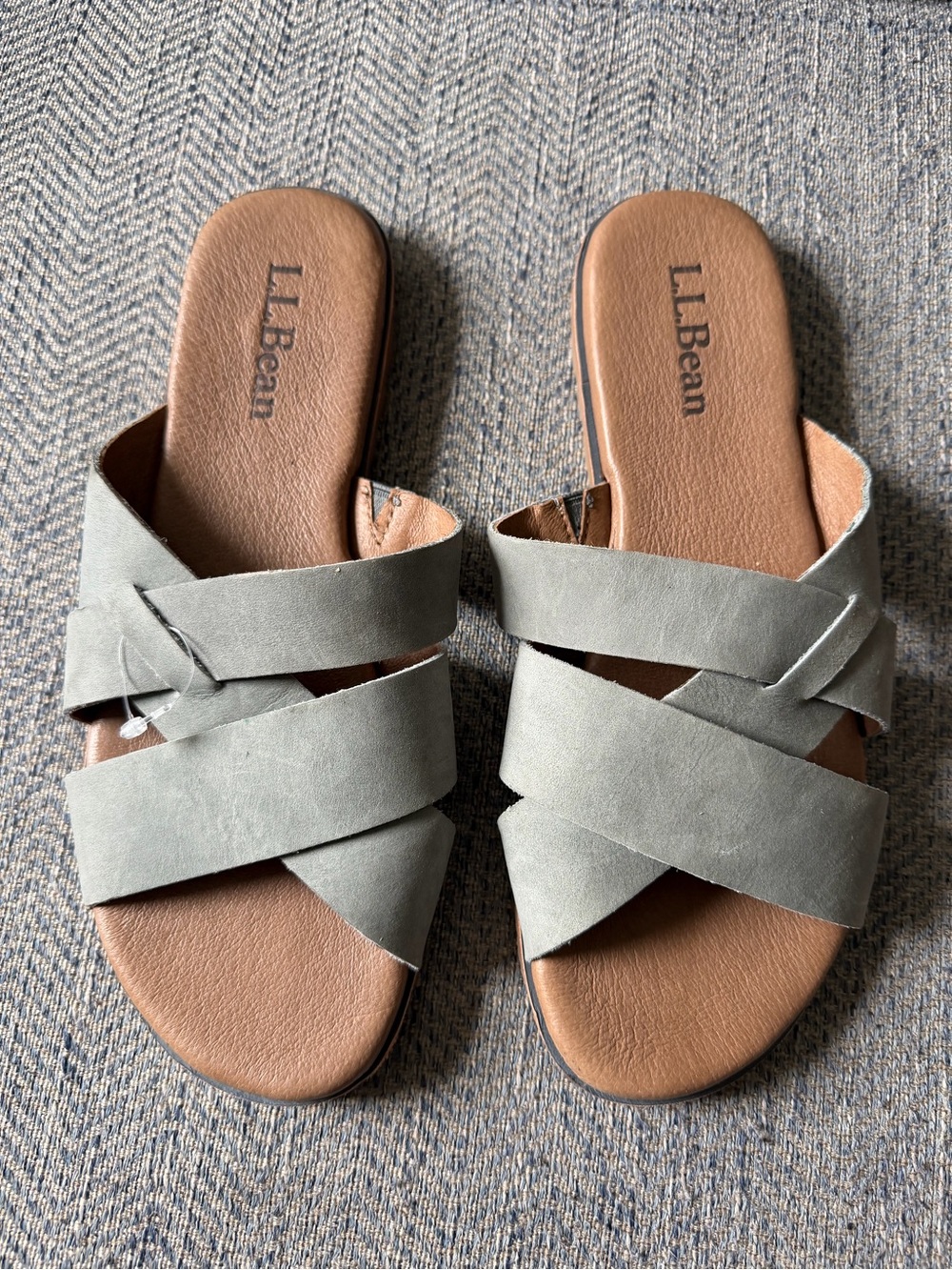 LL BEAN Lakewashed Strappy Slide Sandal Sedona Sage Nubuck Leather Size: 9